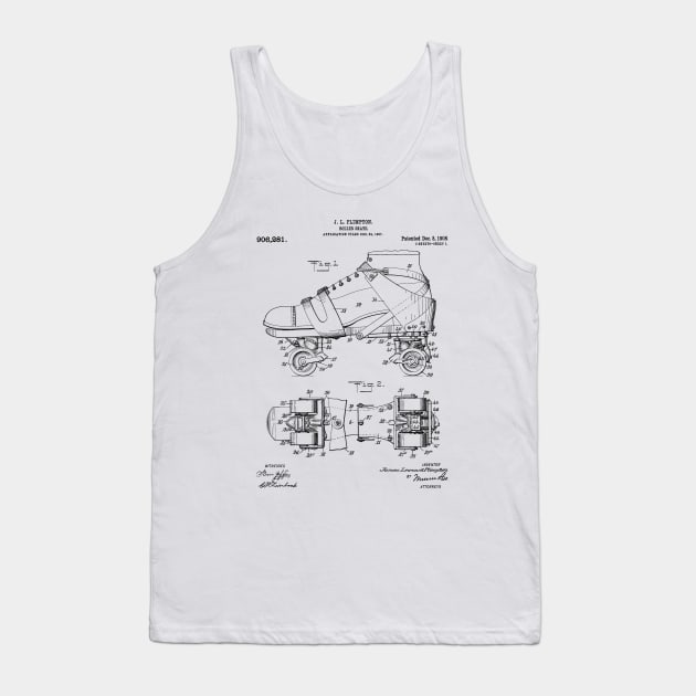 Roller Skates Patent - Derby Fan Skater Art - White Tank Top by patentpress